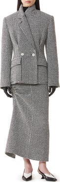 Lanvin Long Draped Tweed Skirt