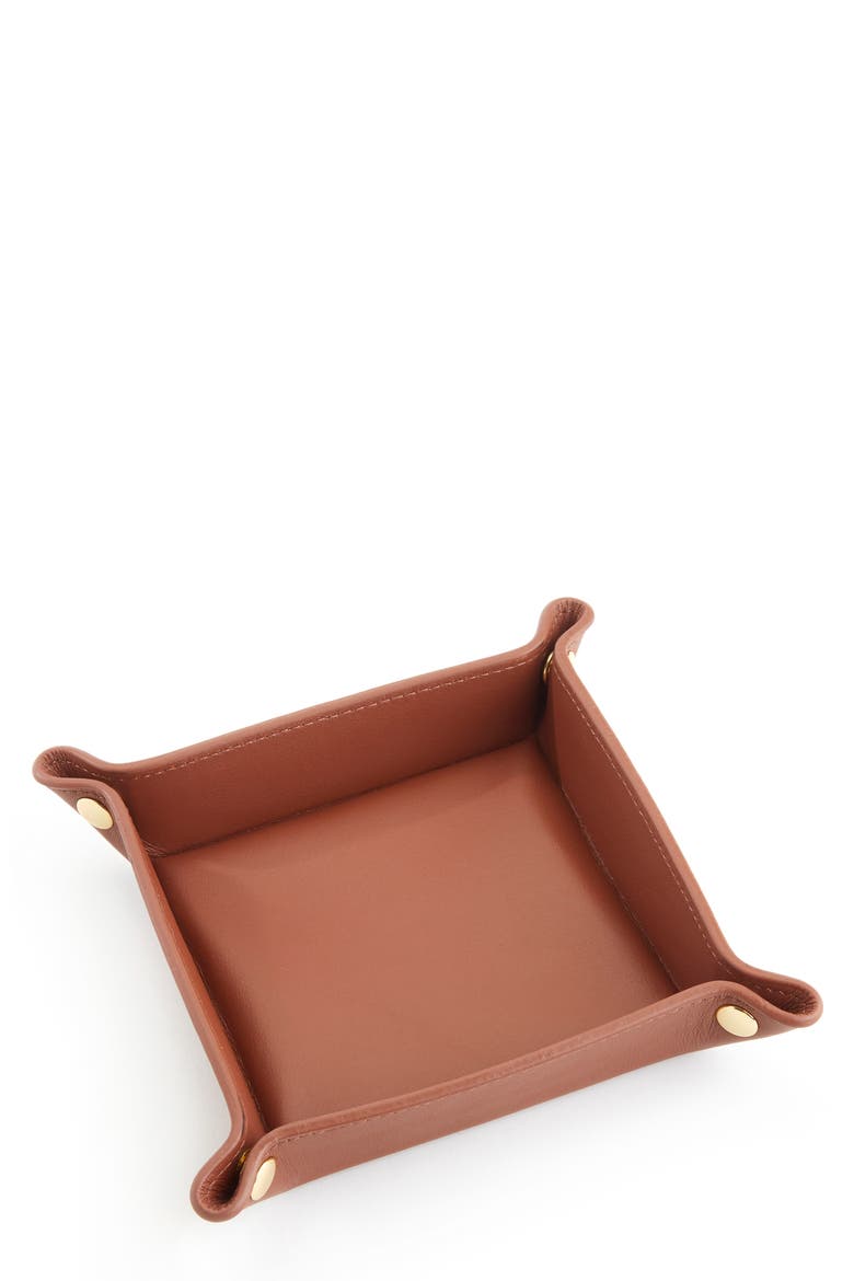 Personalized Catchall Leather Valet Tray, Main, color, TAN- DEBOSS
