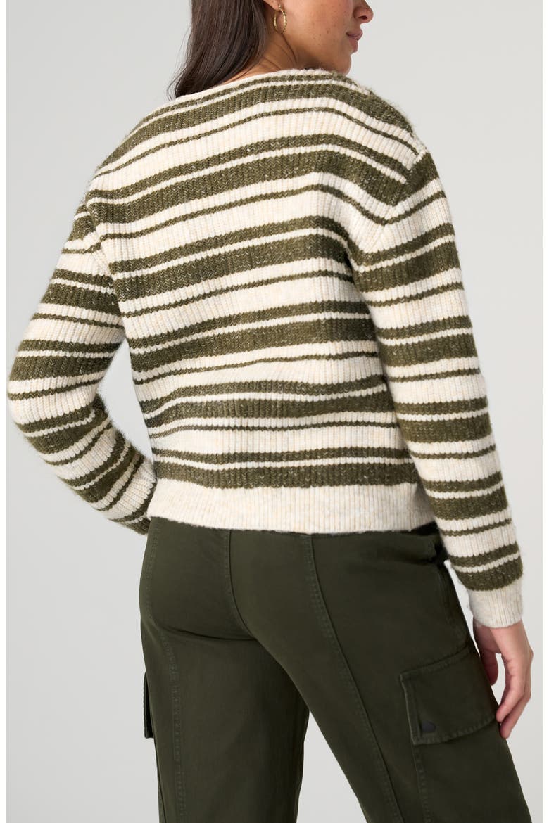 Striped Button Front Cardigan, Alternate, color, OATML OLV STRPE