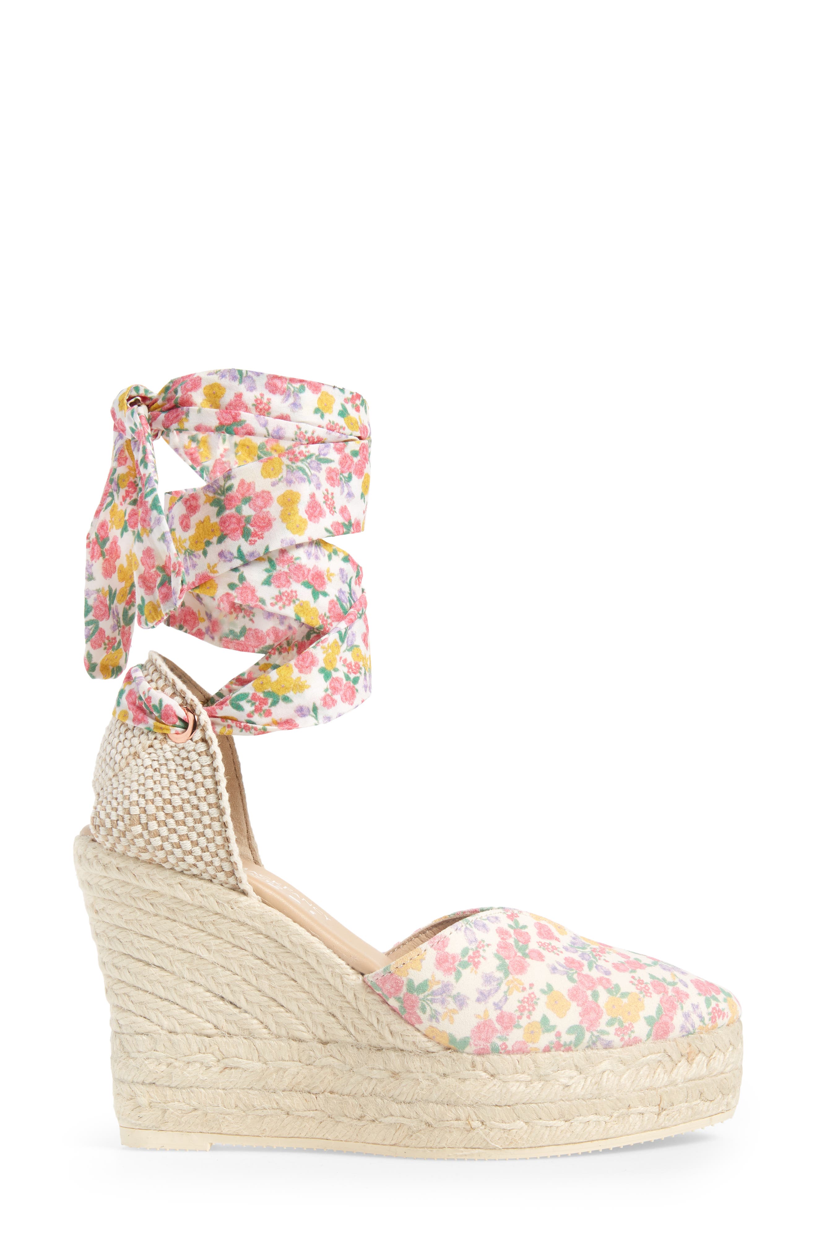 LoveShackFancy Loves Manebí Floral Espadrille Wedge Sandal, Alternate, color, FRUITY PUNCH