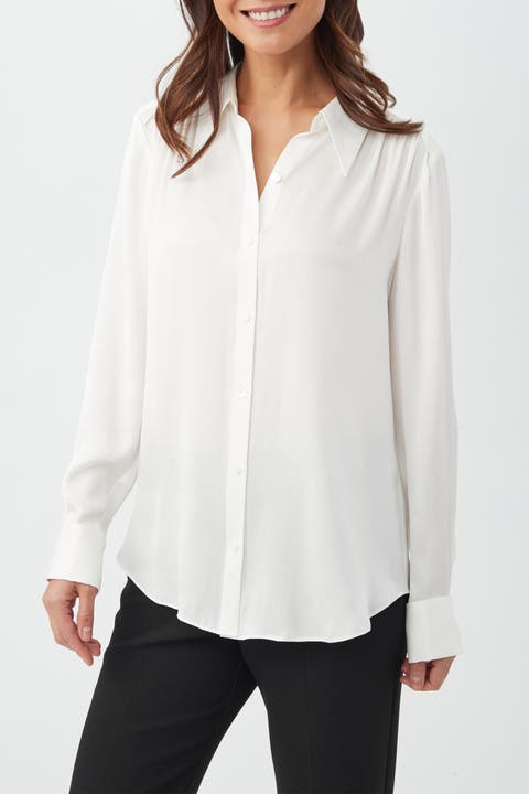 Cassavetes Silk Blend Button Up Top