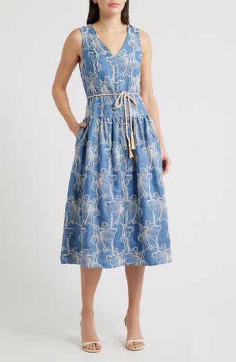 Floral Embroidery Sleeveless Midi Dress
