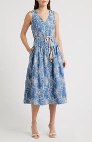 Julia Jordan Floral Embroidery Sleeveless Midi Dress