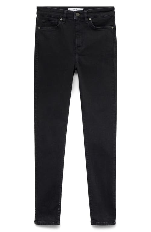 Mango High Waist Ankle Skinny Jeans In Black