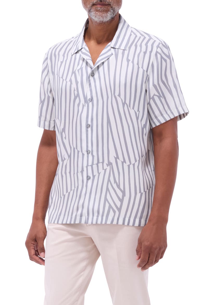 Jackson Stripe Lyocell Camp Shirt, Main, color, ZINC