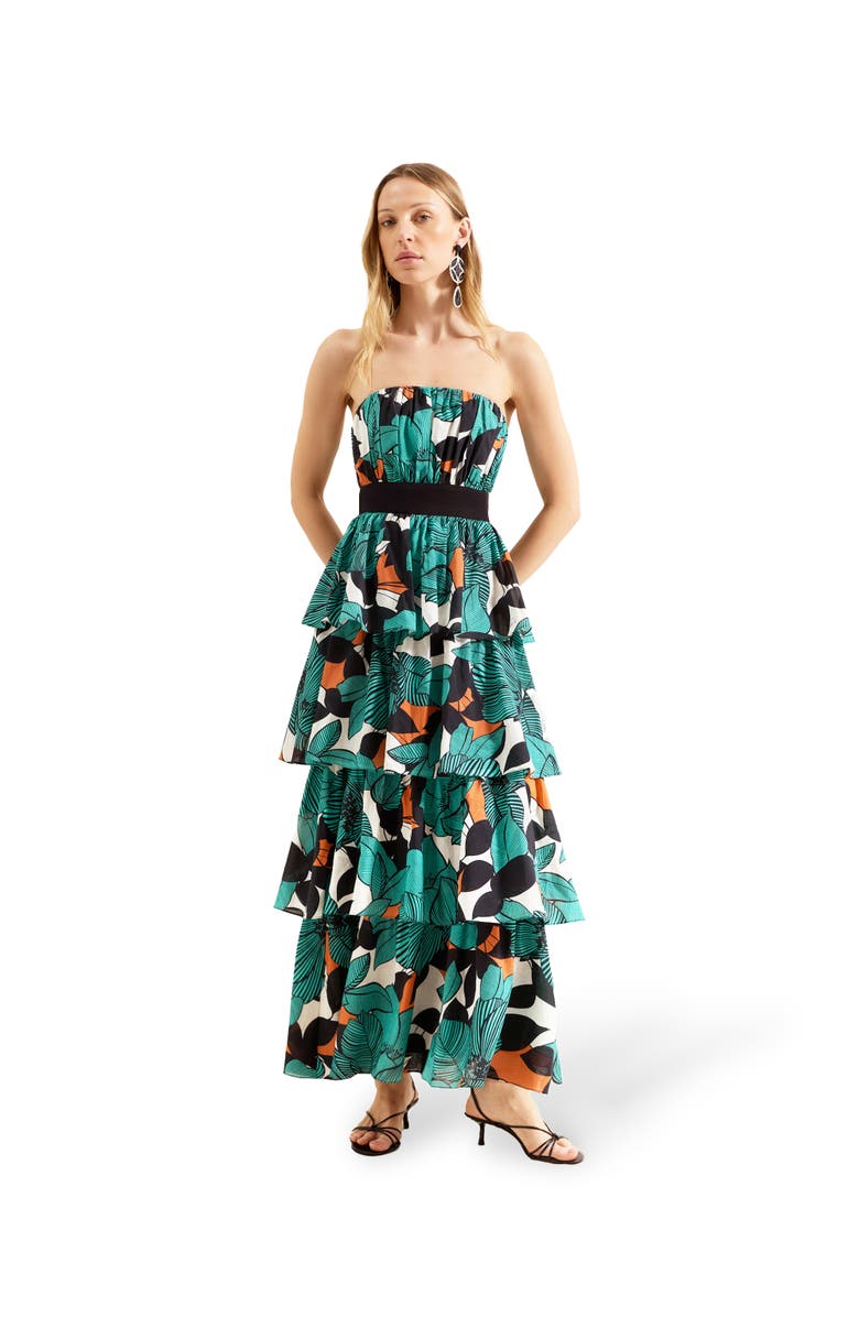 Ro&Zo Claudia Print Tiered Dress, Main, color, Multi