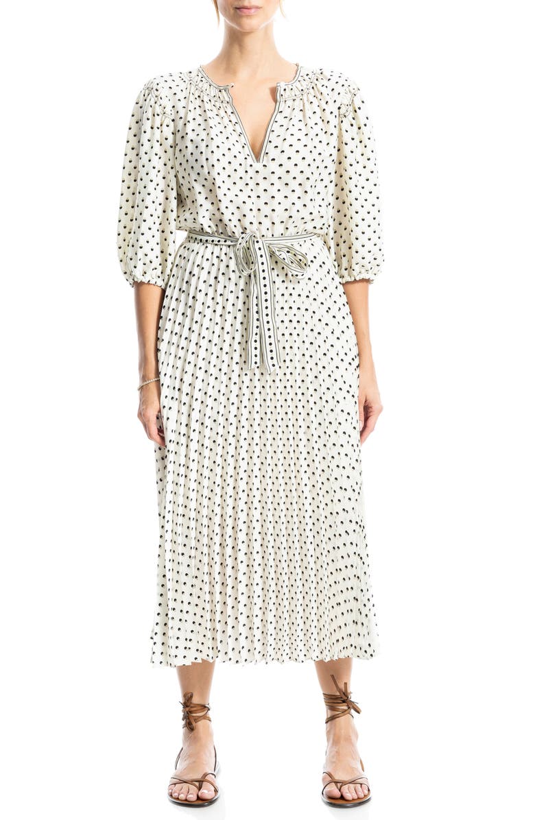 MAX STUDIO Satin Puff Sleeve Midi Dress, Main, color, 