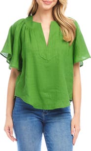 Karen Kane Flutter Sleeve Linen Top
