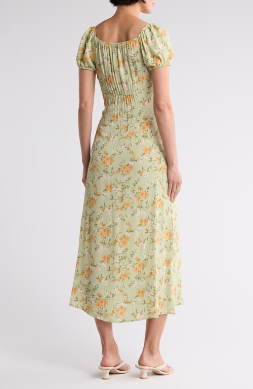Blu Pepper Floral Midi Dress In Light Sage