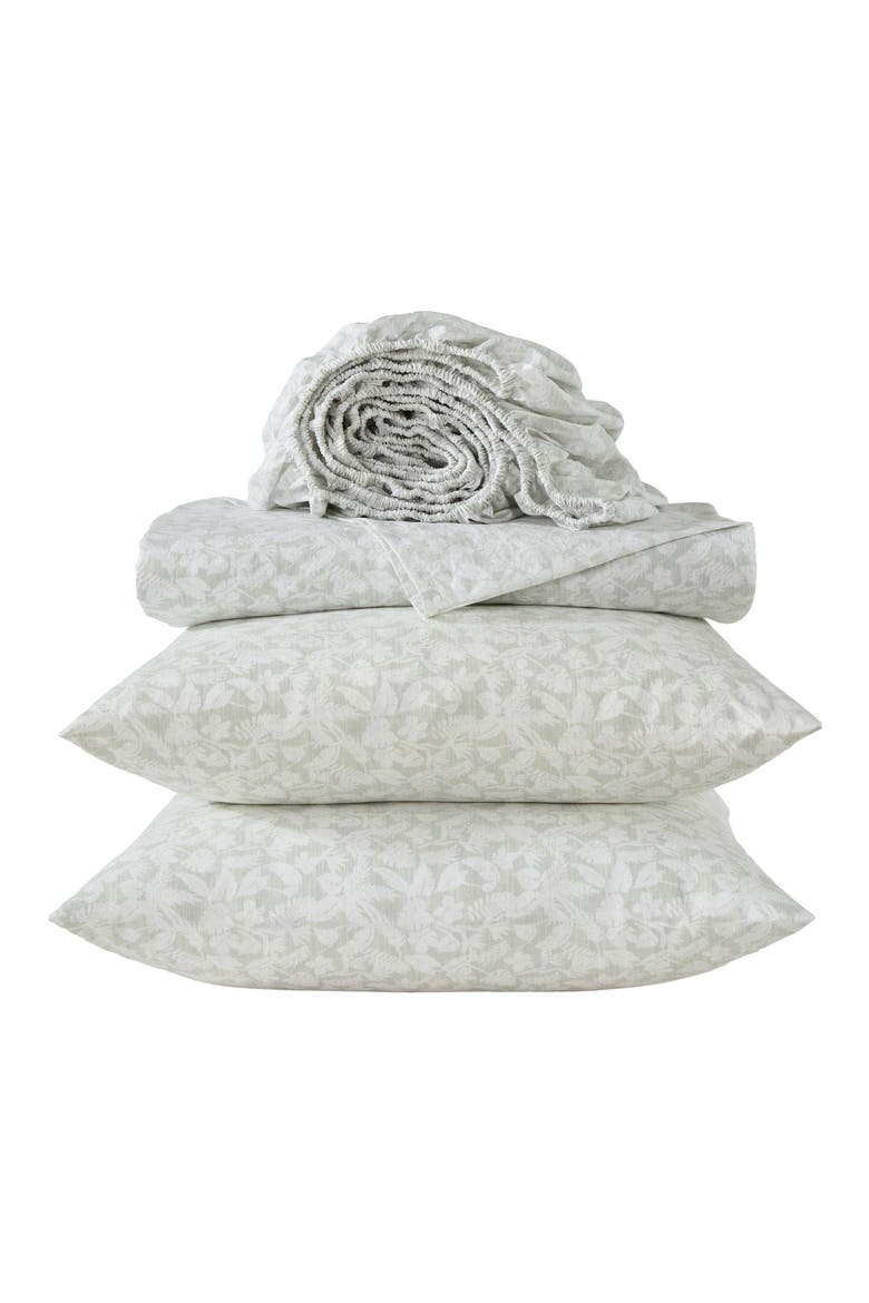 Palm Day 4-Piece Sheet Set, Main, color, LIGHT GREEN