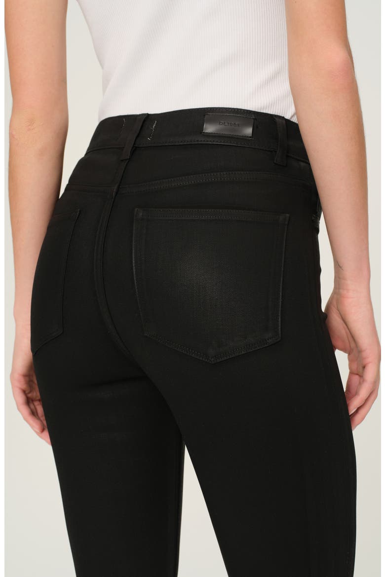 Bridget Instasculpt Coated Raw Hem Ankle Bootcut Jeans, Alternate, color, BLACK ULTIMATE COATED