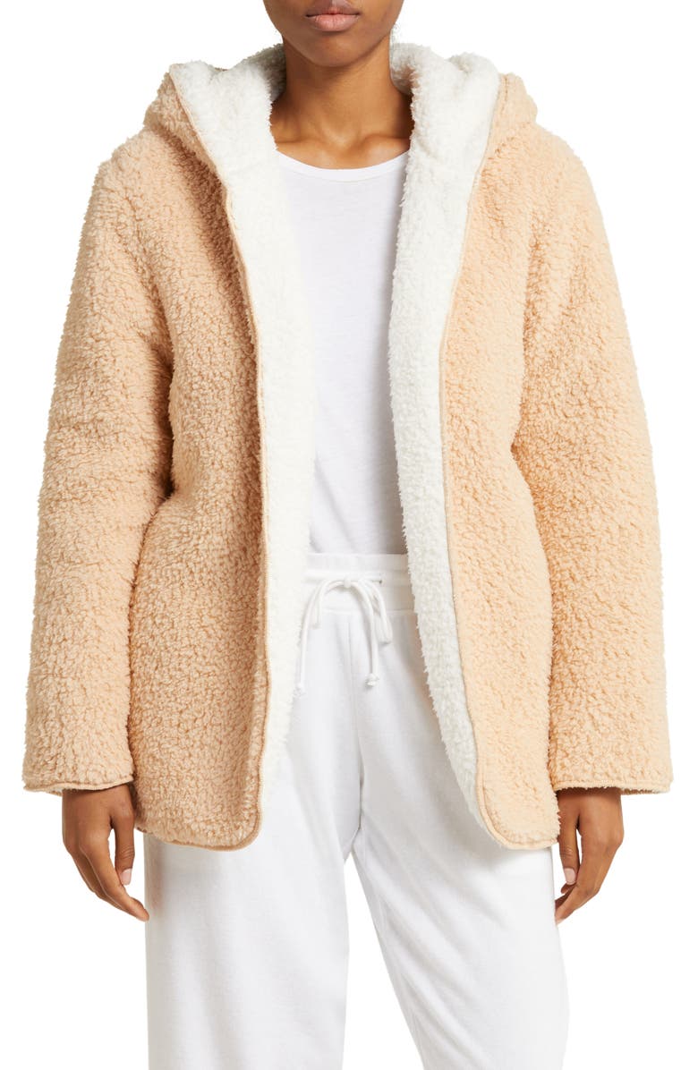 Sanctuary Reversible Hooded Fleece Bed Jacket, Alternate, color, 