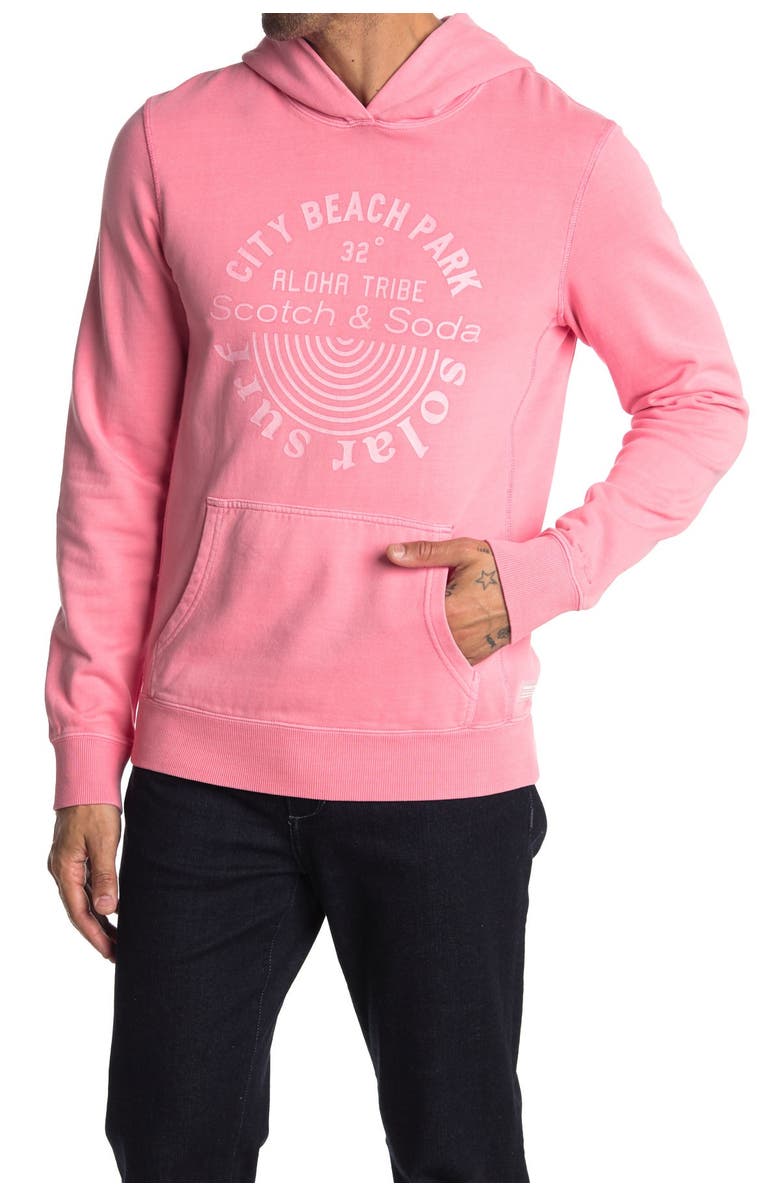 Scotch & Soda Garment Dyed Artwork Pullover Hoodie, Main, color, 