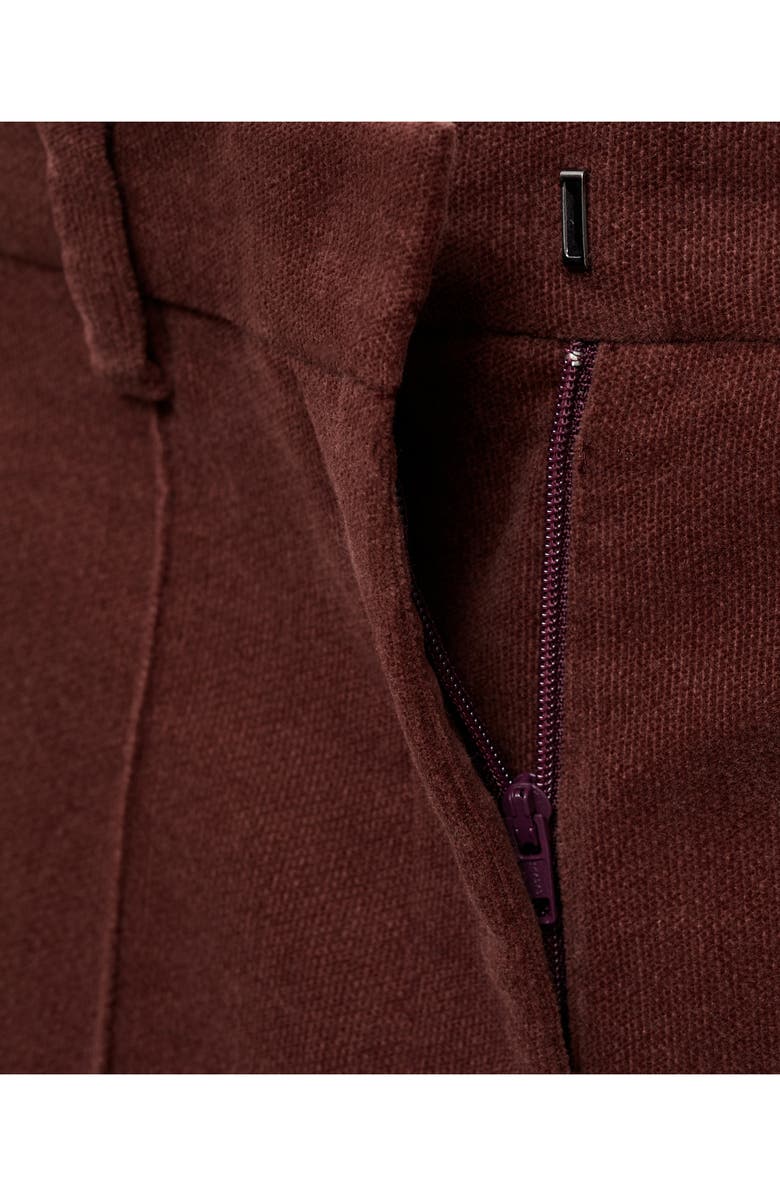 MANGO Pleated Velvet Straight Leg Pants, Alternate, color, Wine