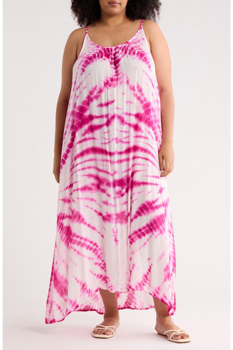 Tie Dye Cover-Up Dress, Main, color, MAGENTA