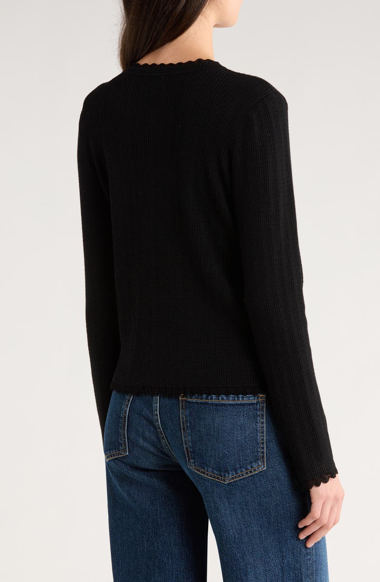 CeCe Pointelle Cardigan, Alternate, color, Rich Black