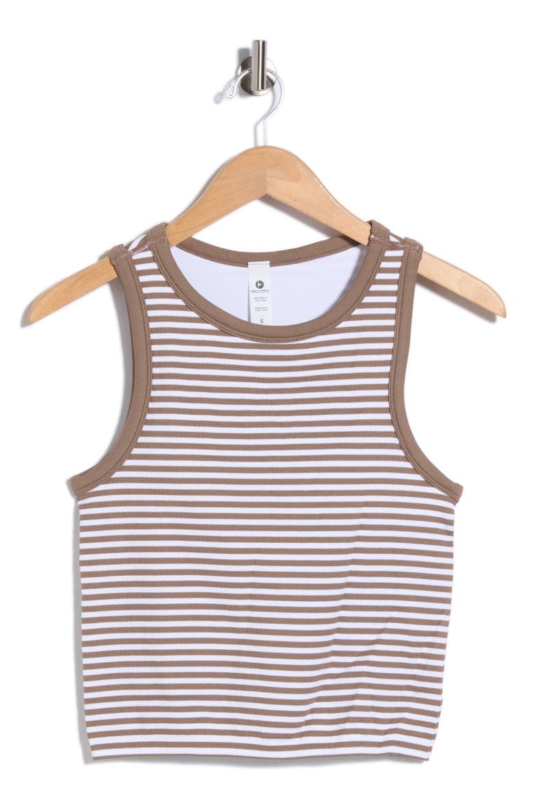 Seamless Ribbed Striped Tank, Alternate, color, TIRAMISU/ WHITE DOVE