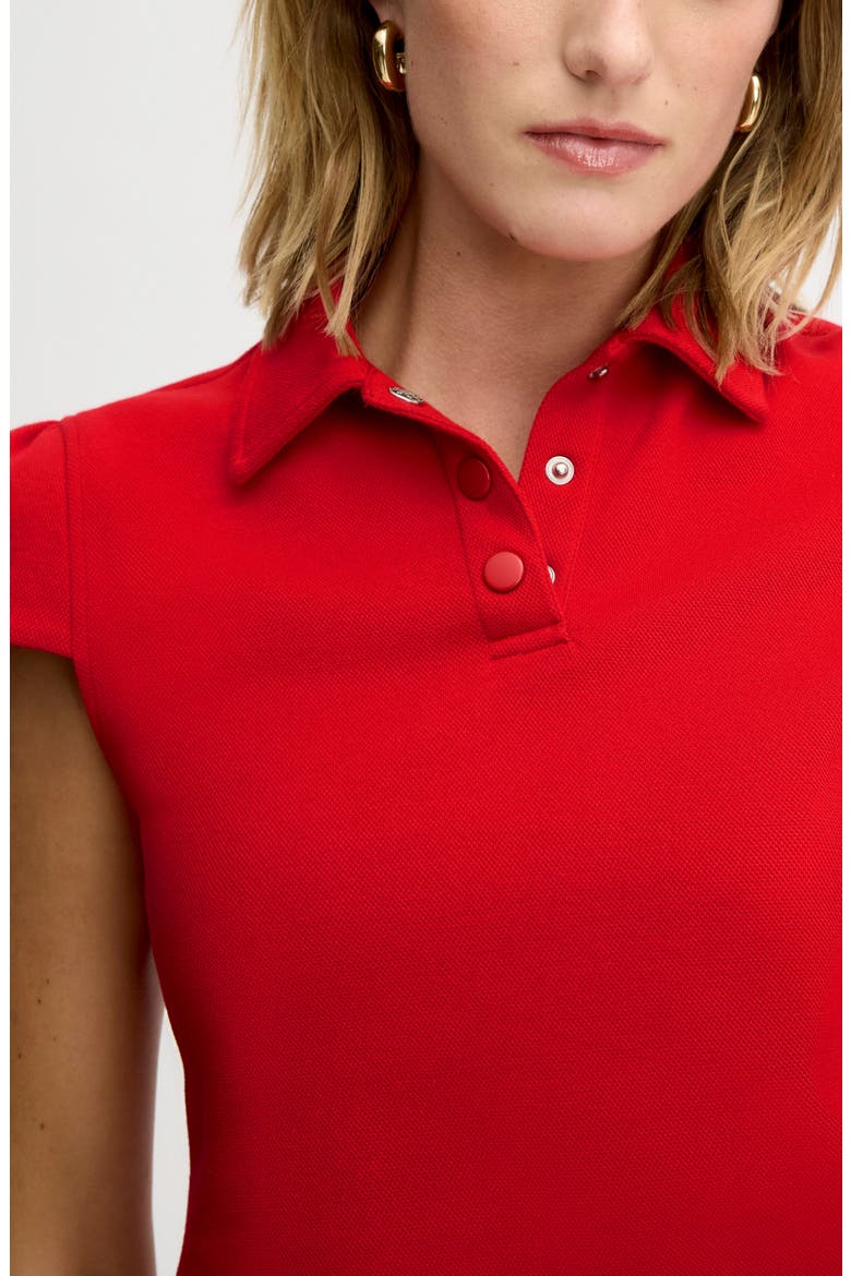 Puff Sleeve Crop Polo Top, Alternate, color, FLAME