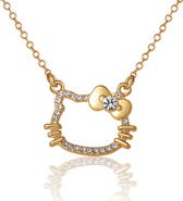 Hello Kitty Outline Pendant Necklace with Chain in Gold Tone