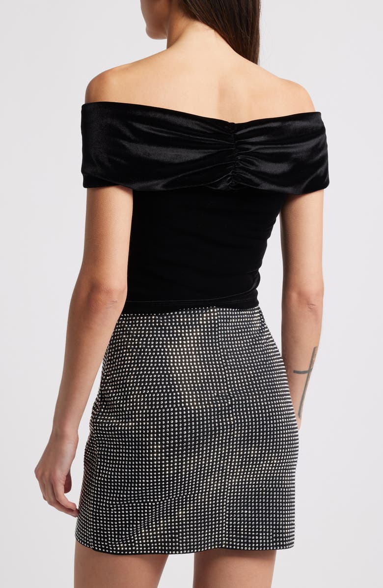 Good American Velvet Off the Shoulder Top, Alternate, color, Black001