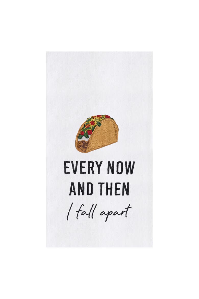 Taco "Every Now and Then I Fall Apart" Funny Humorous 100% Cotton Flour Sack Kitchen Dishtowel, Main, color, Yellow