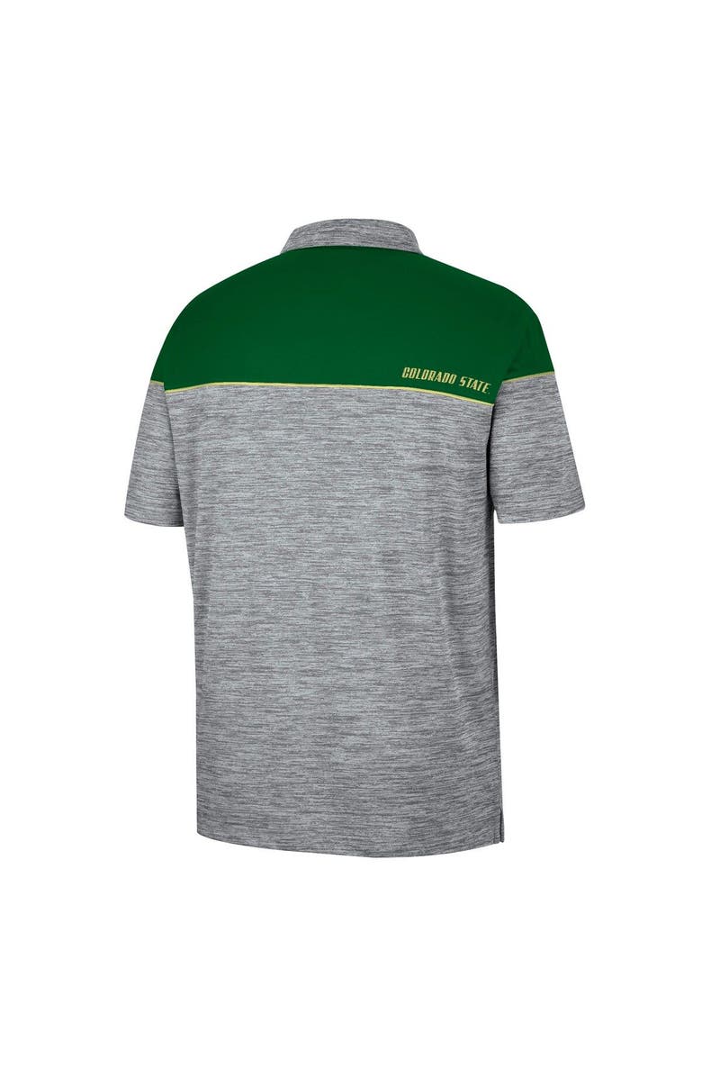 COLOSSEUM Men's Colosseum Heathered Gray/Green Colorado State Rams Birdie Polo, Alternate, color, 