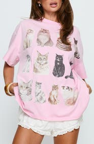 Princess Polly Feline Companions Graphic Oversized T-Shirt