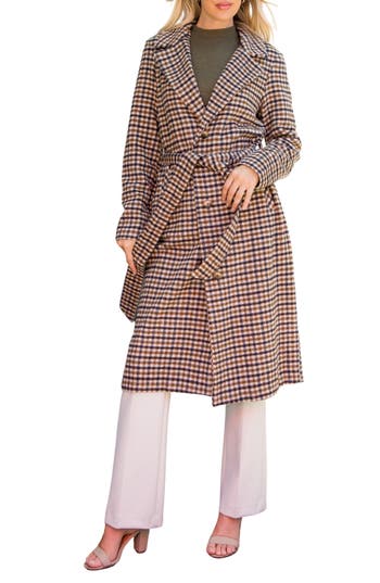 Stoosh Tie Waist Longline Coat In Multi