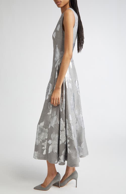 Lela Rose Sleeveless Metallic Fil Coupé A-line Midi Dress In Multi