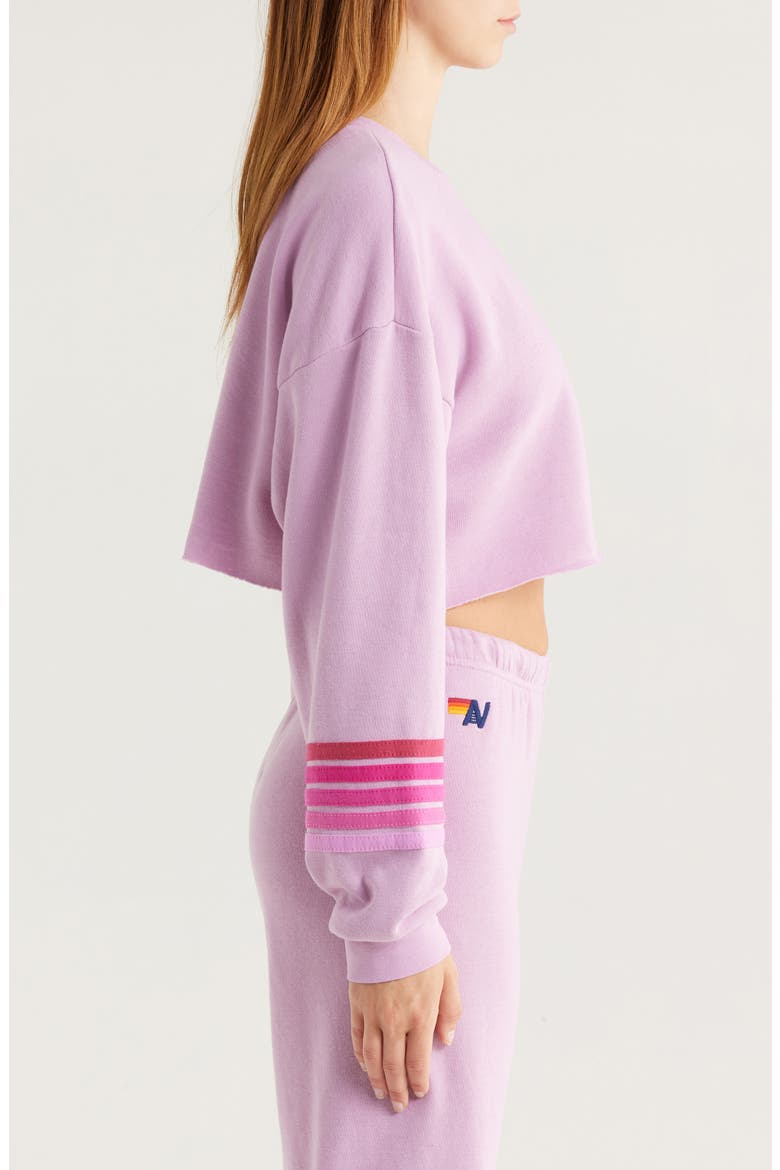 Rugby Stitch Crop Sweatshirt, Alternate, color, MAUVE