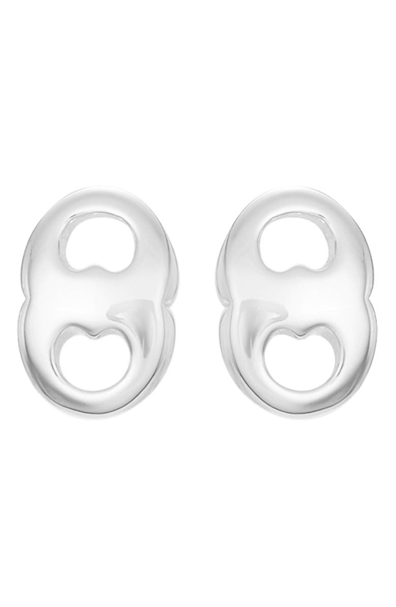 Tory Burch Gemini Link Stud Earrings, Main, color, Light Silver