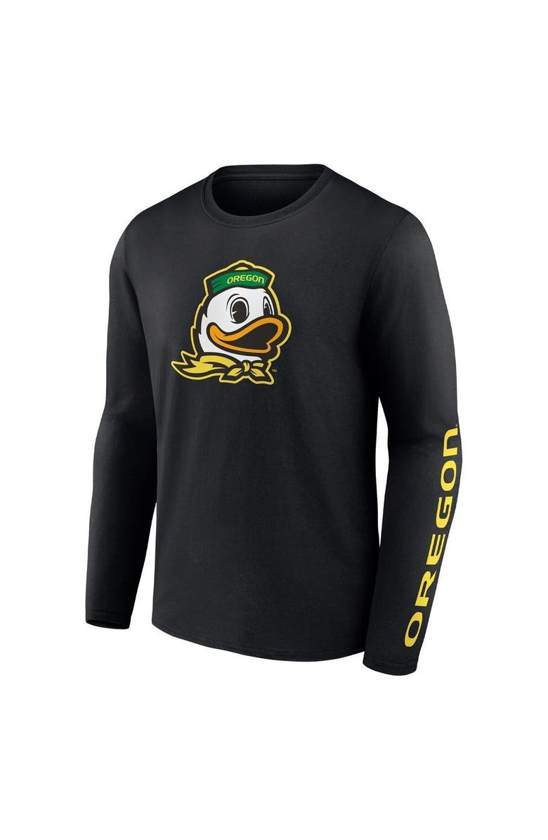 FANATICS Men's Fanatics Branded Black Oregon Ducks Double Time 2-Hit Long Sleeve T-Shirt, Alternate, color,