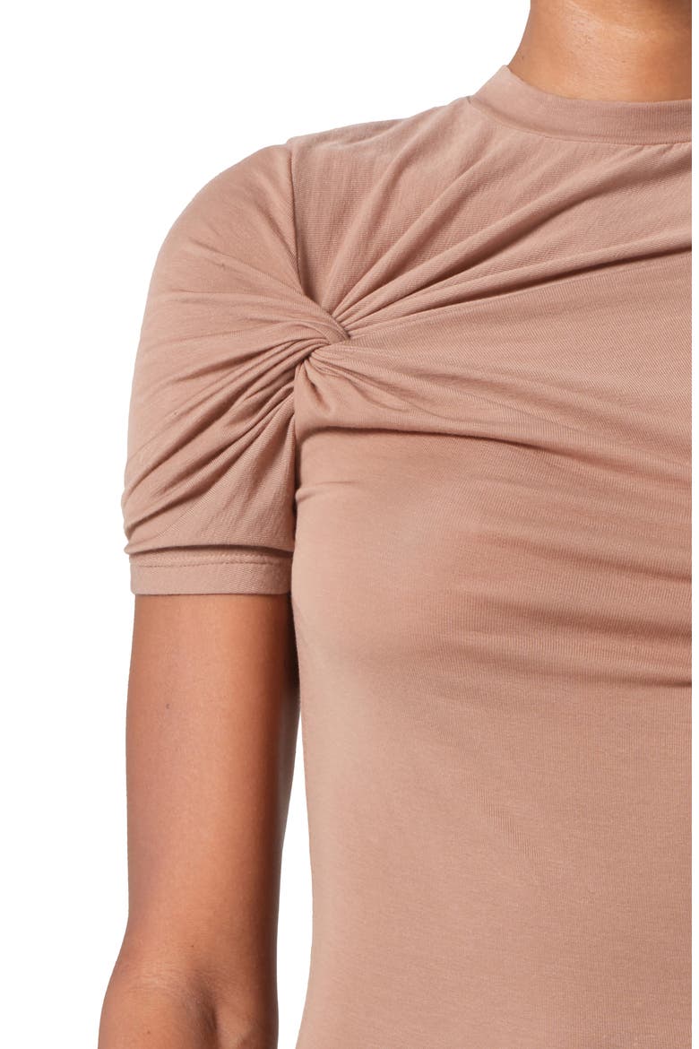Lissa Twist Front T-Shirt, Alternate, color, MOTH (BROWNISH TAN)