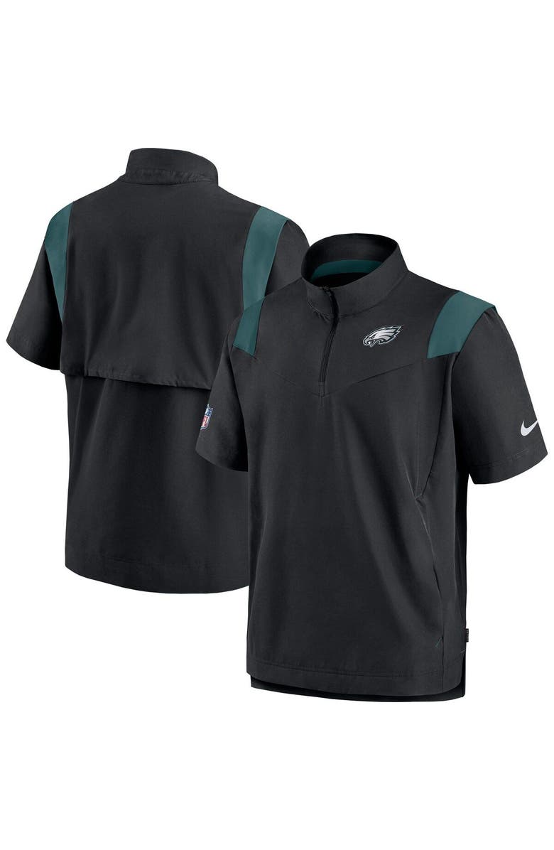 Nike Men's Nike Black Philadelphia Eagles Sideline Coaches Short Sleeve Quarter-Zip Jacket, Main, color,