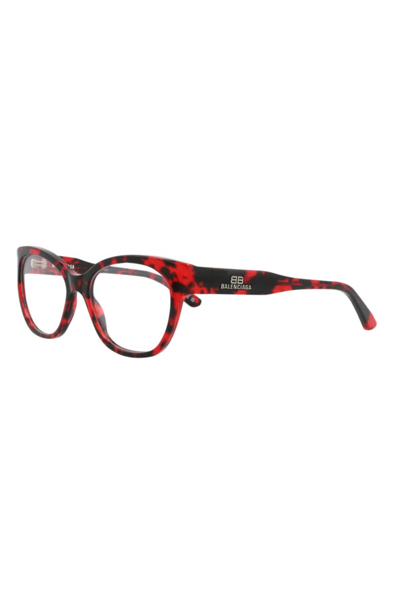 Balenciaga 53mm Cat Eye Optical Glasses, Alternate, color, Havana Havana Transparent