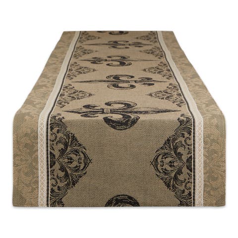 Fleur De Lis Stripe Jacquard Table Runner 14X72