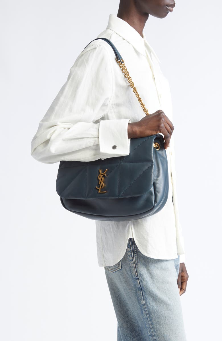 Saint Laurent Medium Jamie 4.3 Carré Rive Gauche Quilted Shoulder Bag, Alternate, color, Dark Deep Sea