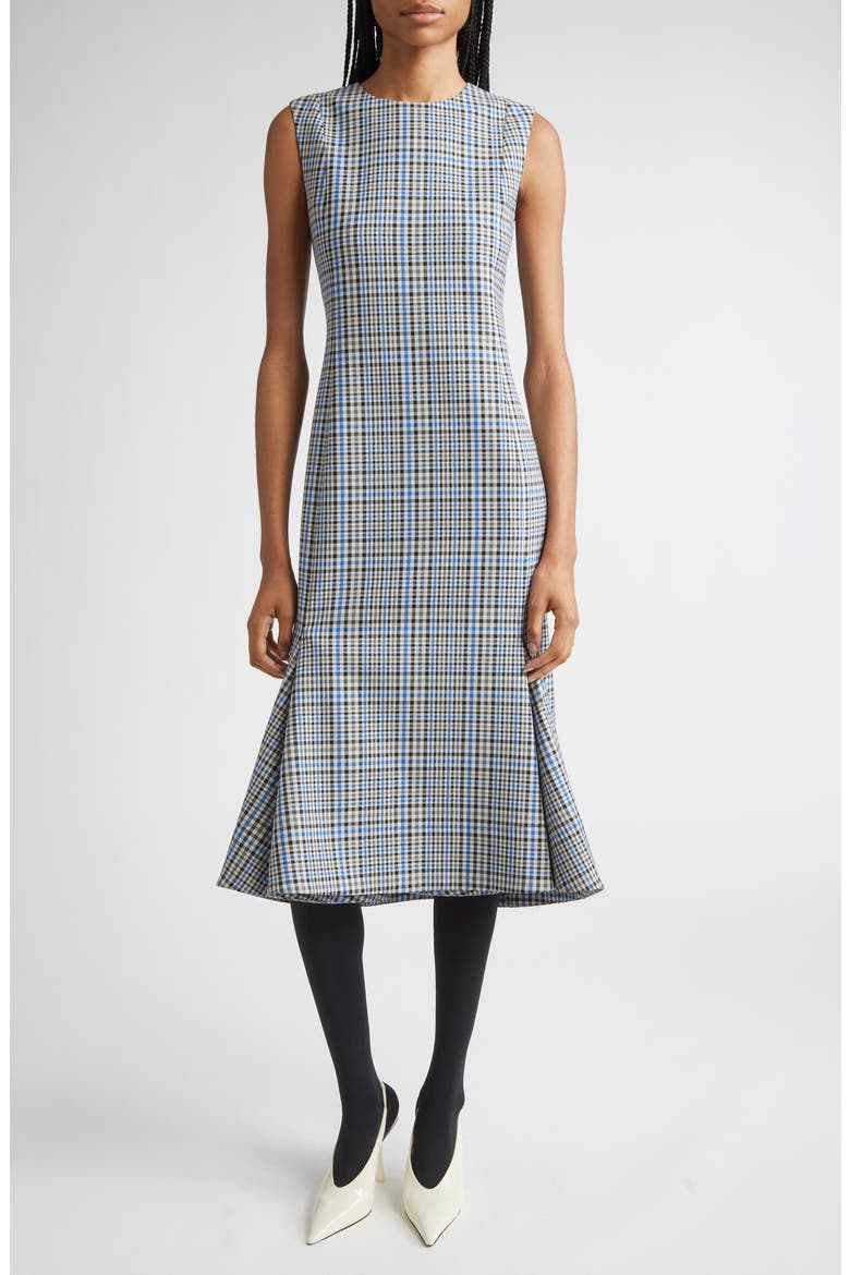 Bruna Plaid Midi Dress, Main, color, BLUE MULTI