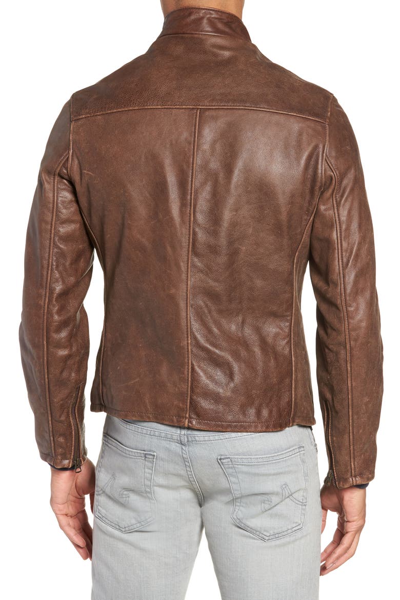 Café Racer Hand Vintaged Cowhide Leather Jacket, Alternate, color, BROWN