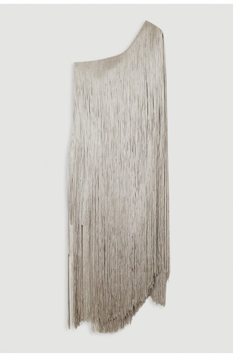 Karen Millen Petite Figure Mini Knit Dress, Alternate, color, Silver