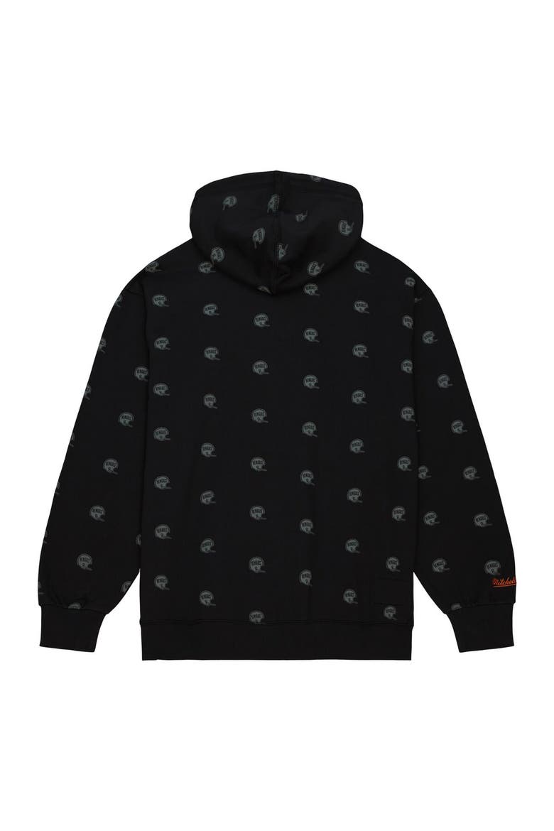 Men's Mitchell & Ness Black Cincinnati Bengals Allover Print Fleece Pullover Hoodie, Alternate, color, Black