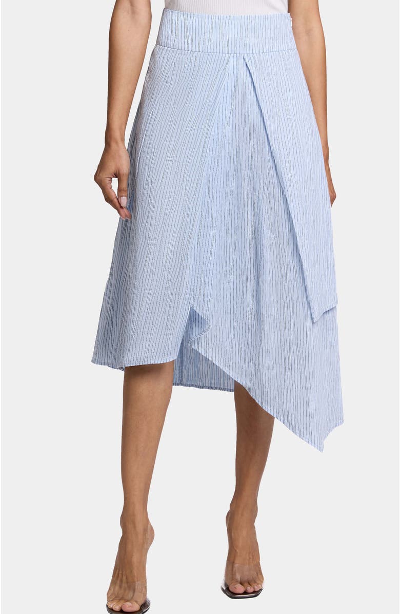 Santorelli DEB Multi-Panel Asymmetric Midi Skirt in Irregular Striped Cotton Cloque, Main, color, 