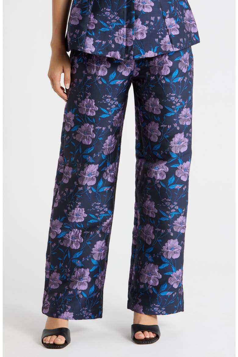Nicole Jacquard Bern Wide Leg Pants, Main, color, NAVY-MULTI