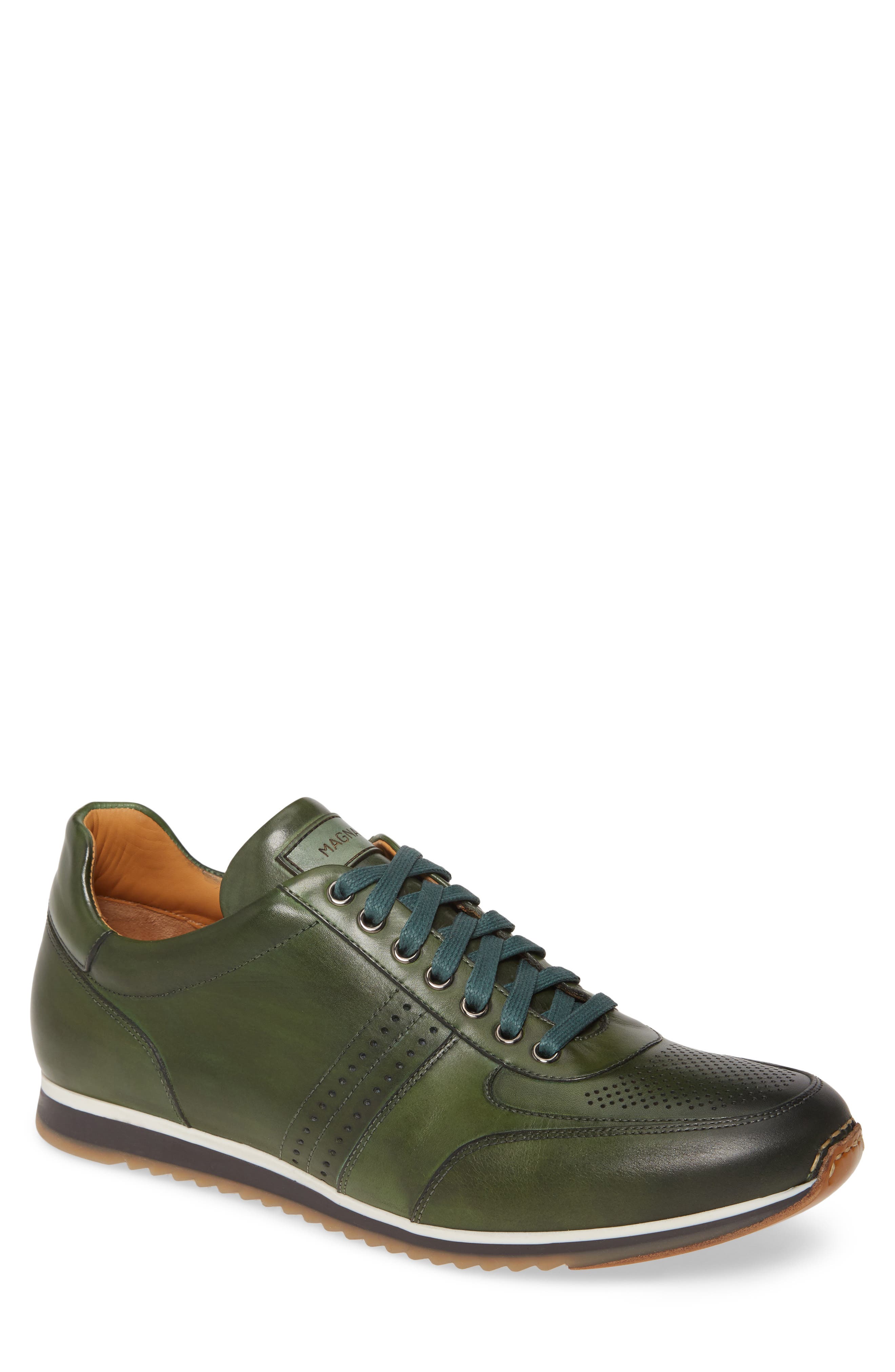 Magnanni Marlow Sneaker, Main, color, Verde Leather