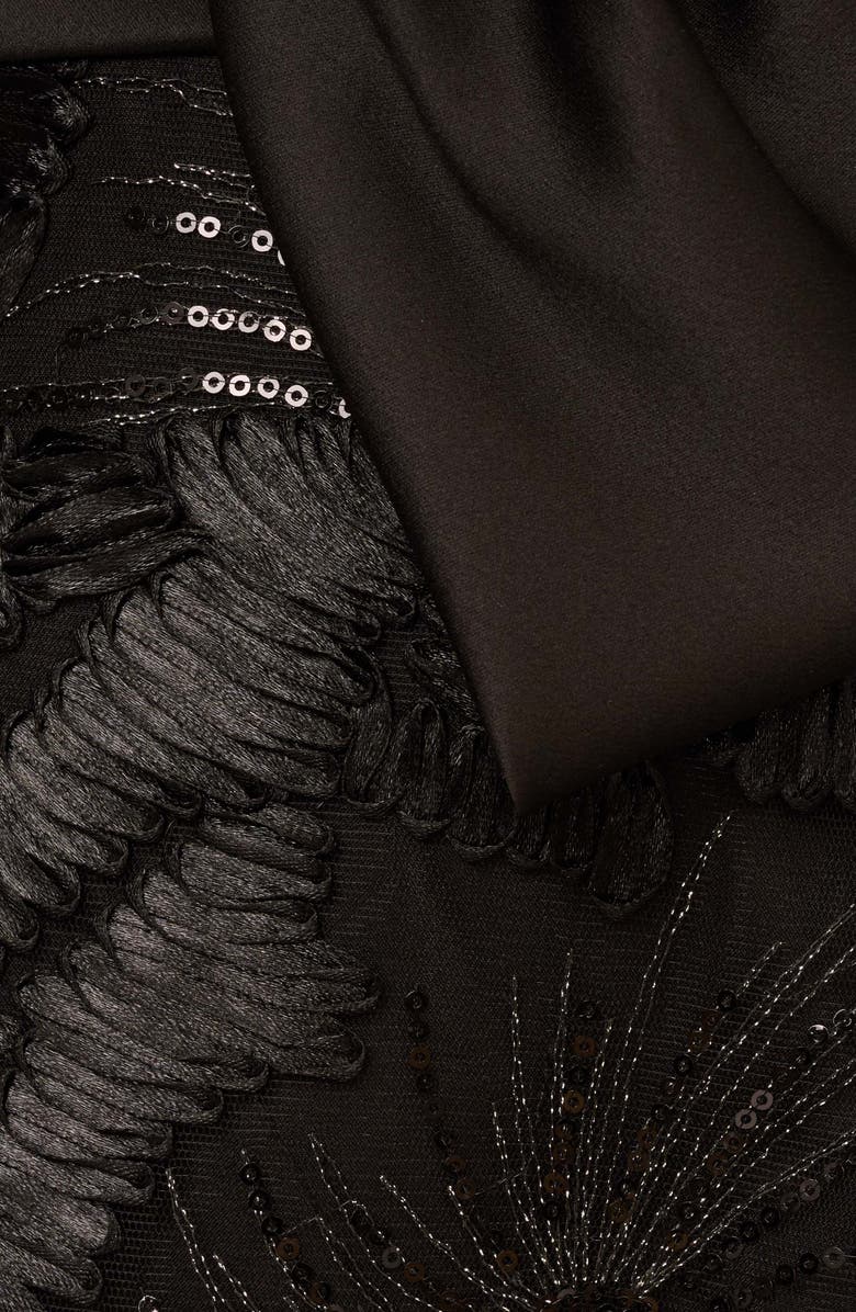 Aidan Mattox by Adrianna Papell Bow Sequin Strapless Gown, Alternate, color, Black