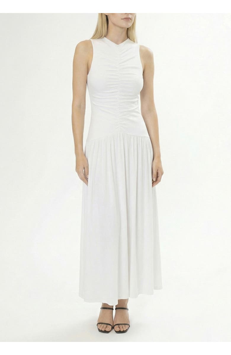 AREA STARS Ella Ruched Jersey Dress, Main, color, White
