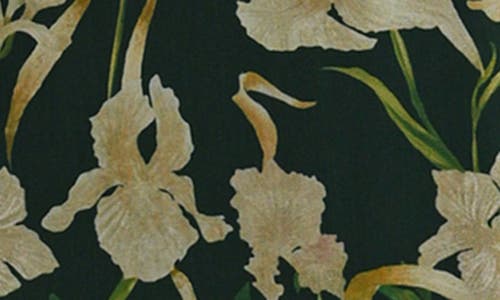 Lush Floral Short Sleeve Chiffon Midi Dress In Green