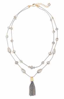Tasha Tassel Pendant Beaded Station Layered Necklace