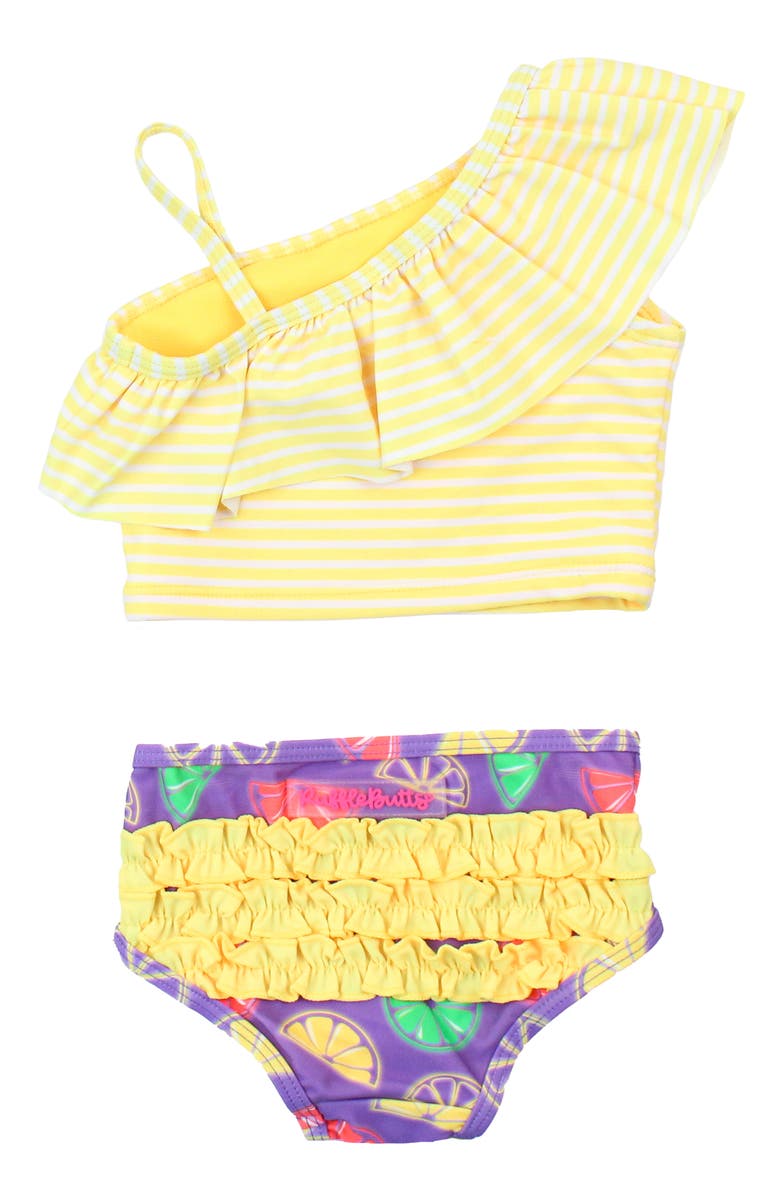 RuffleButts Kids' One-Shoulder Ruffle Two-Piece Swimsuit, Alternate, color, 