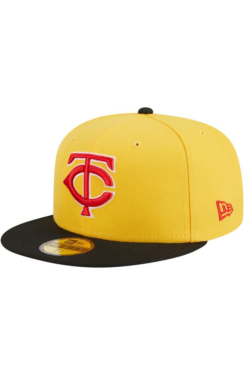 New Era Men's New Era Yellow/Black Minnesota Twins Grilled 59FIFTY Fitted Hat, Alternate, color, 